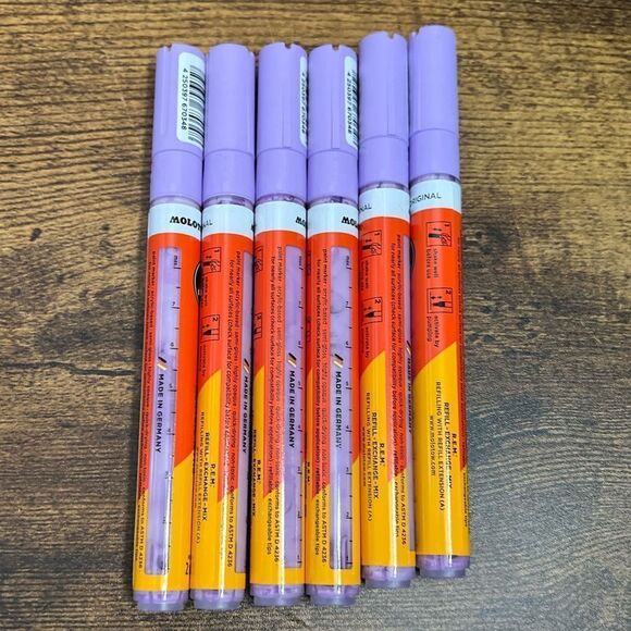 Molotow One4All Acrylic Pump Marker in Lavender. 2mm Fine Tip. 6-Pack. NIB! - Picture 11 of 11